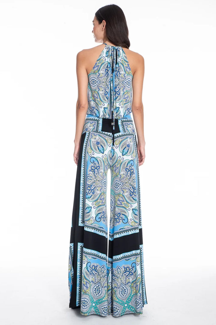 Walter Halter Wide Leg Signature Jumpsuit - Blue Scarf