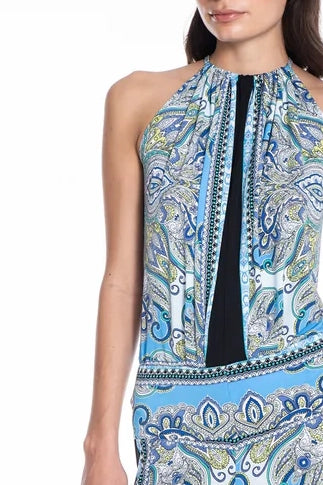 Walter Halter Wide Leg Signature Jumpsuit - Blue Scarf