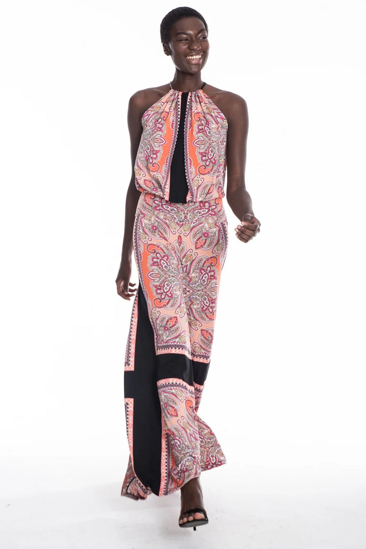 Walter Halter Wide Leg Signature Jumpsuit - Coral Scarf