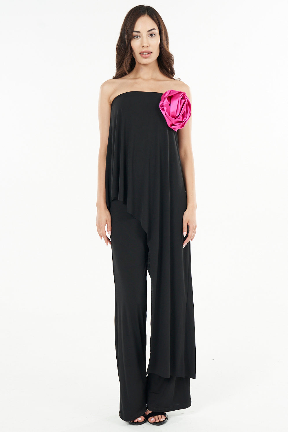 Gino Strapless Asymmetric Wide‑Leg Jumpsuit