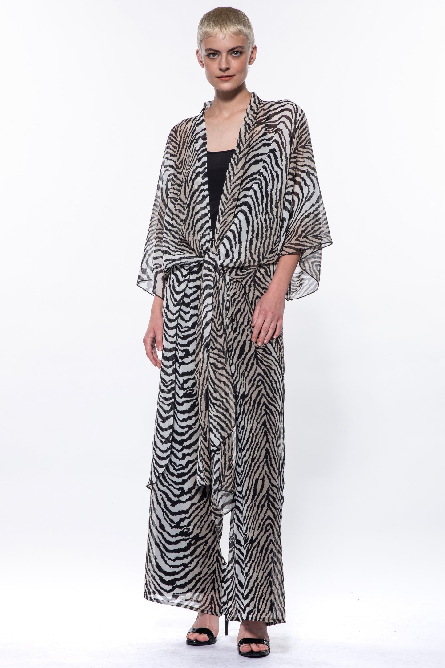 Nena Animal Print Sheer Midi Duster