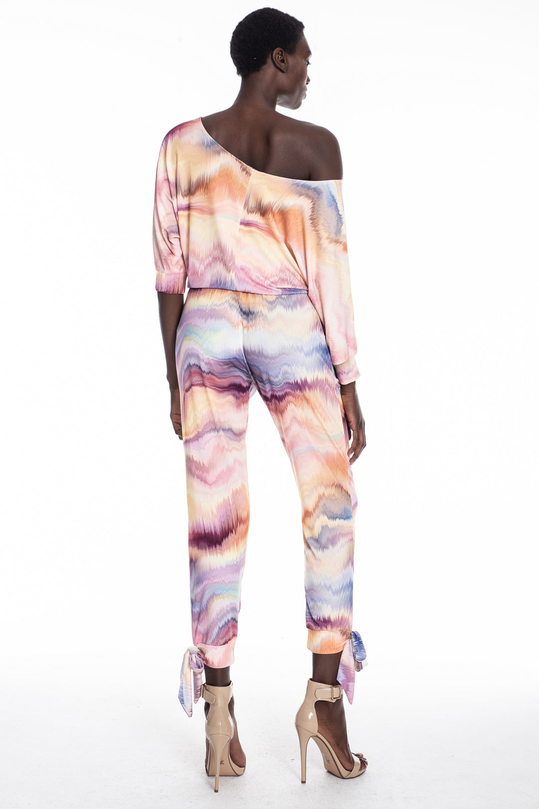 Off-Shoulder Tie-Hem Jumpsuit