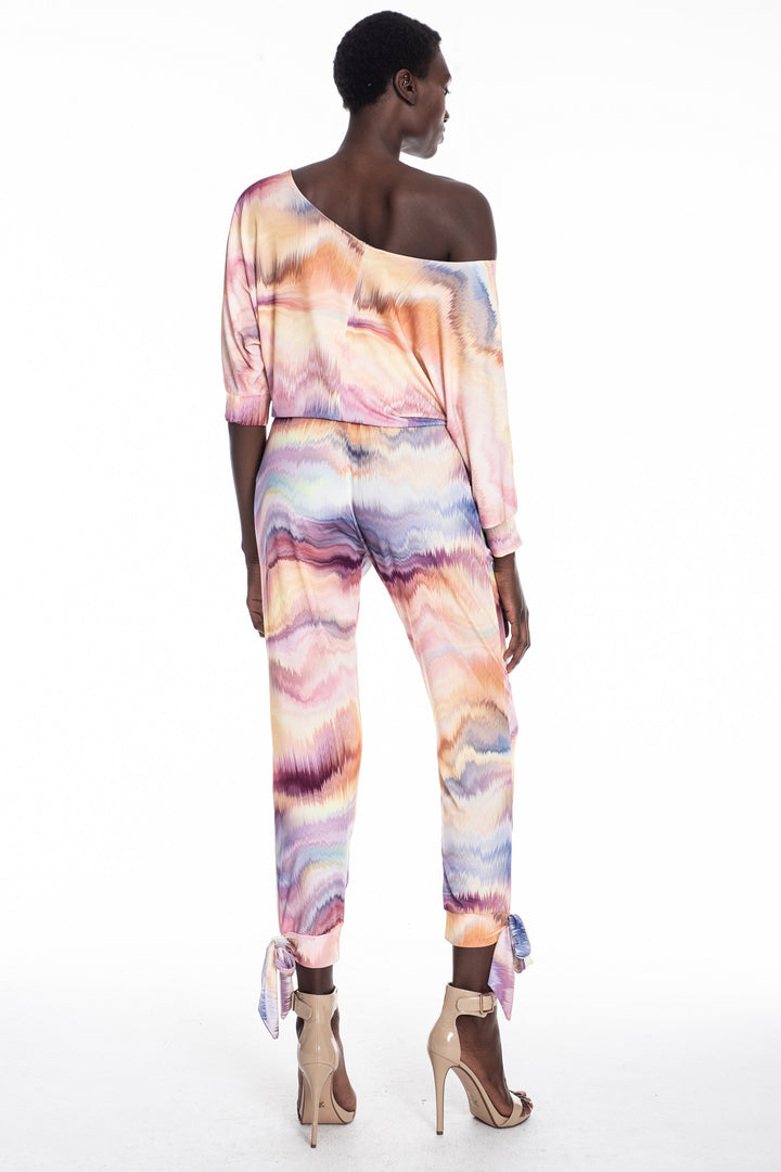 Off-Shoulder Tie-Hem Jumpsuit