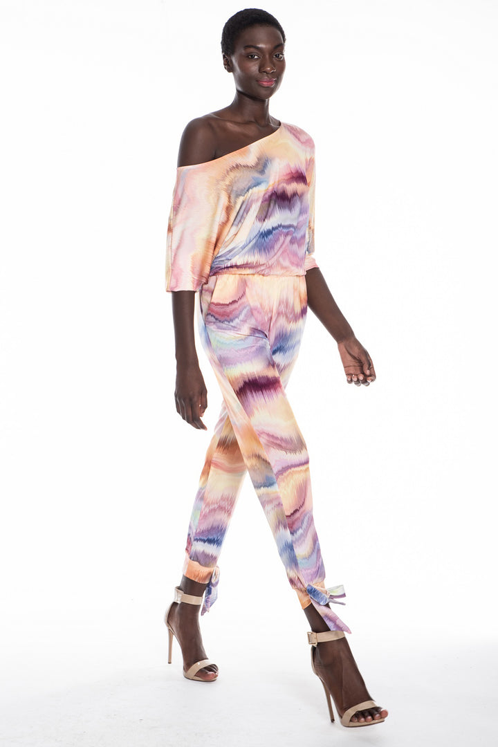Off-Shoulder Tie-Hem Jumpsuit