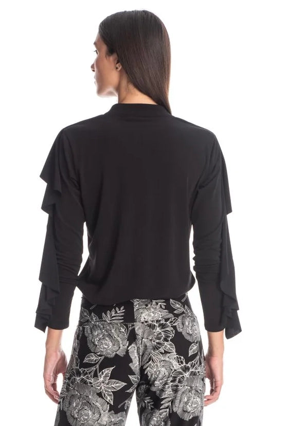 Abi Long-Sleeve Ruffle V-Neck Top