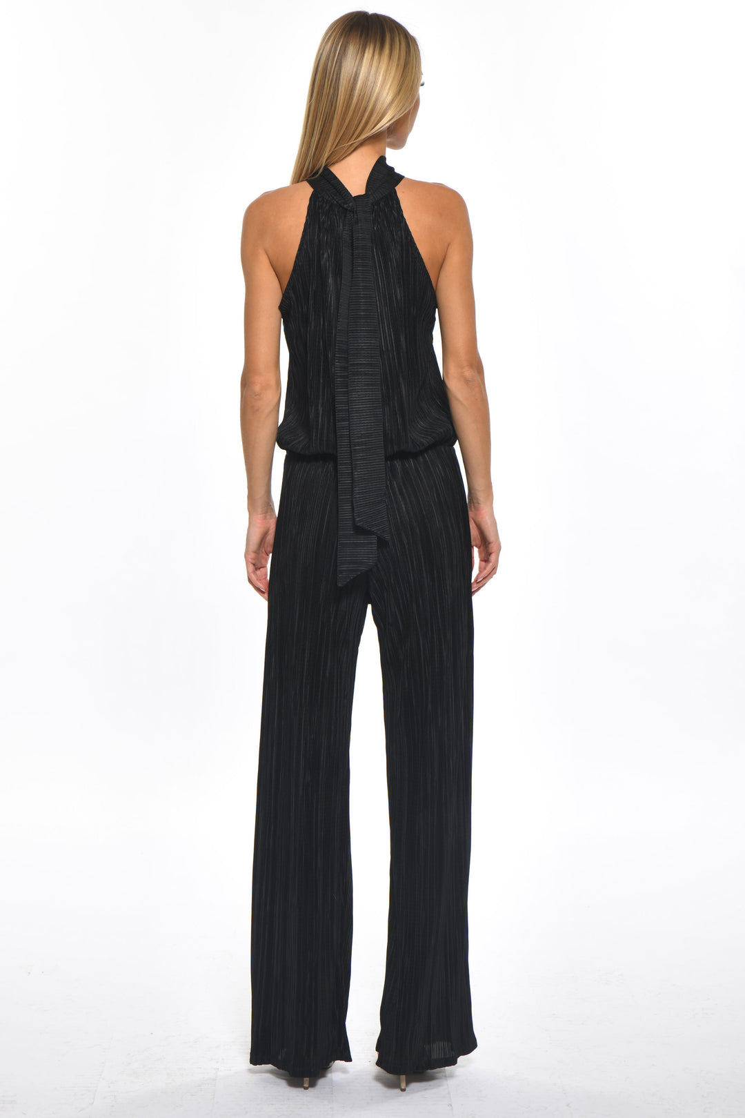 Holly Black Plissé Jumpsuit