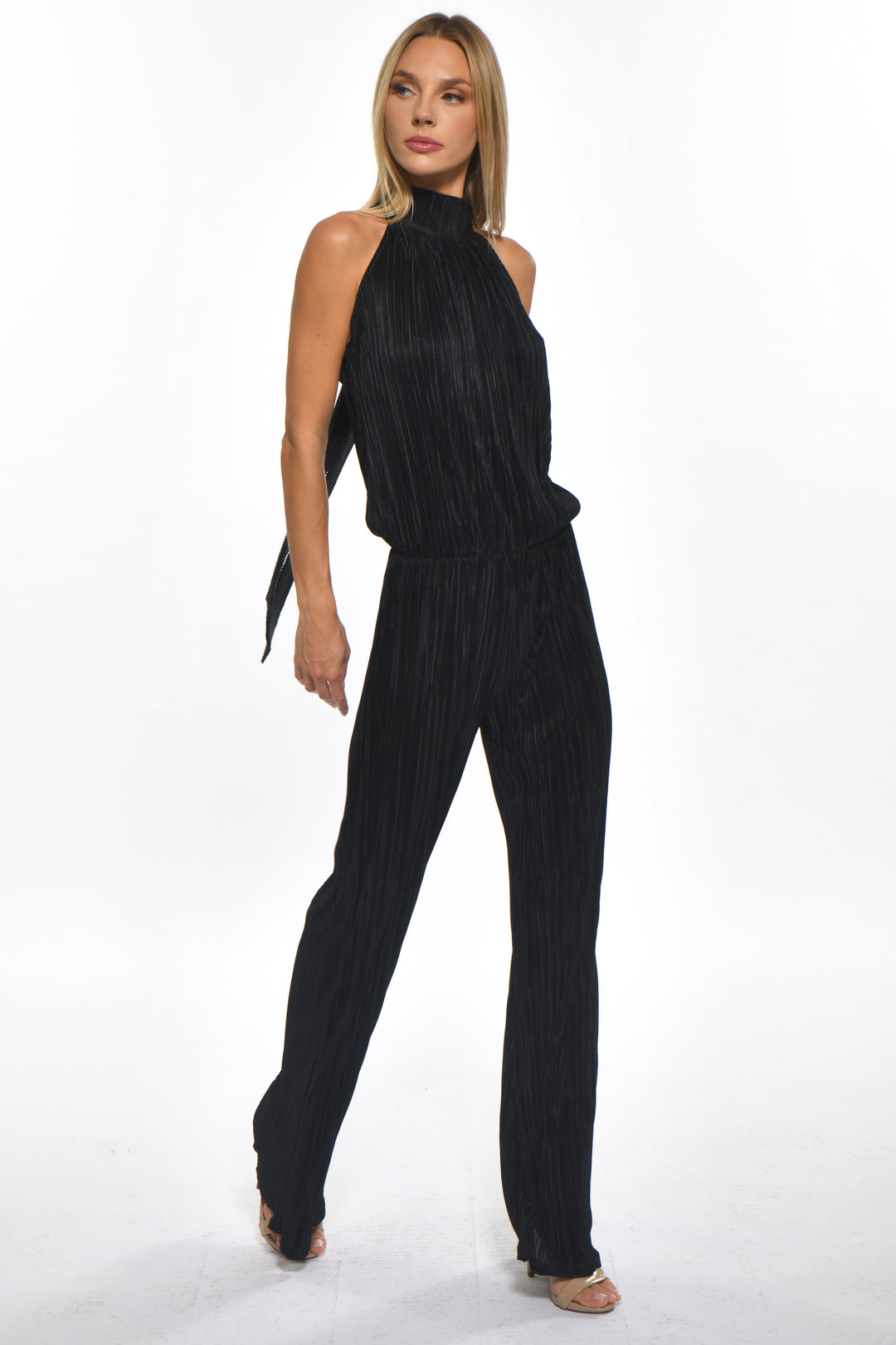 Holly Black Plissé Jumpsuit