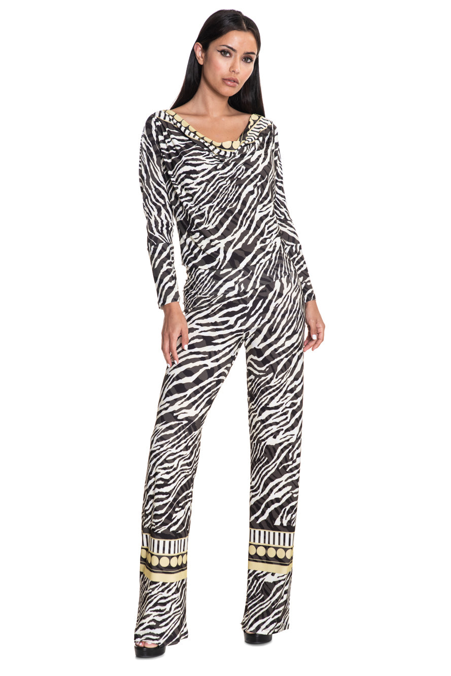 Jerry Draped Neck Straight Leg Jumpsuit