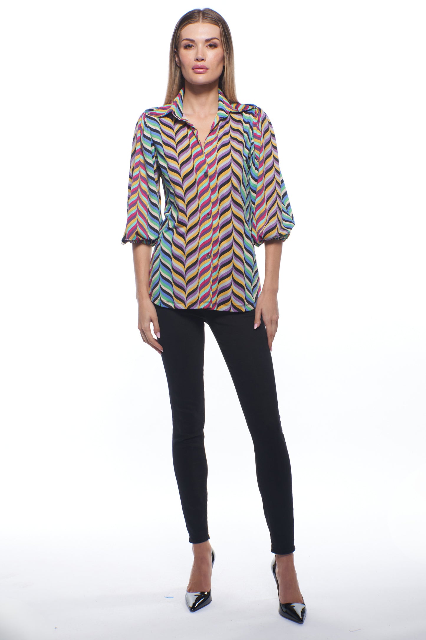 Heidi Button Down Top Puff Sleeve Top