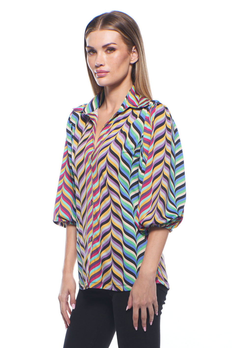 Heidi Button Down Top Puff Sleeve Top