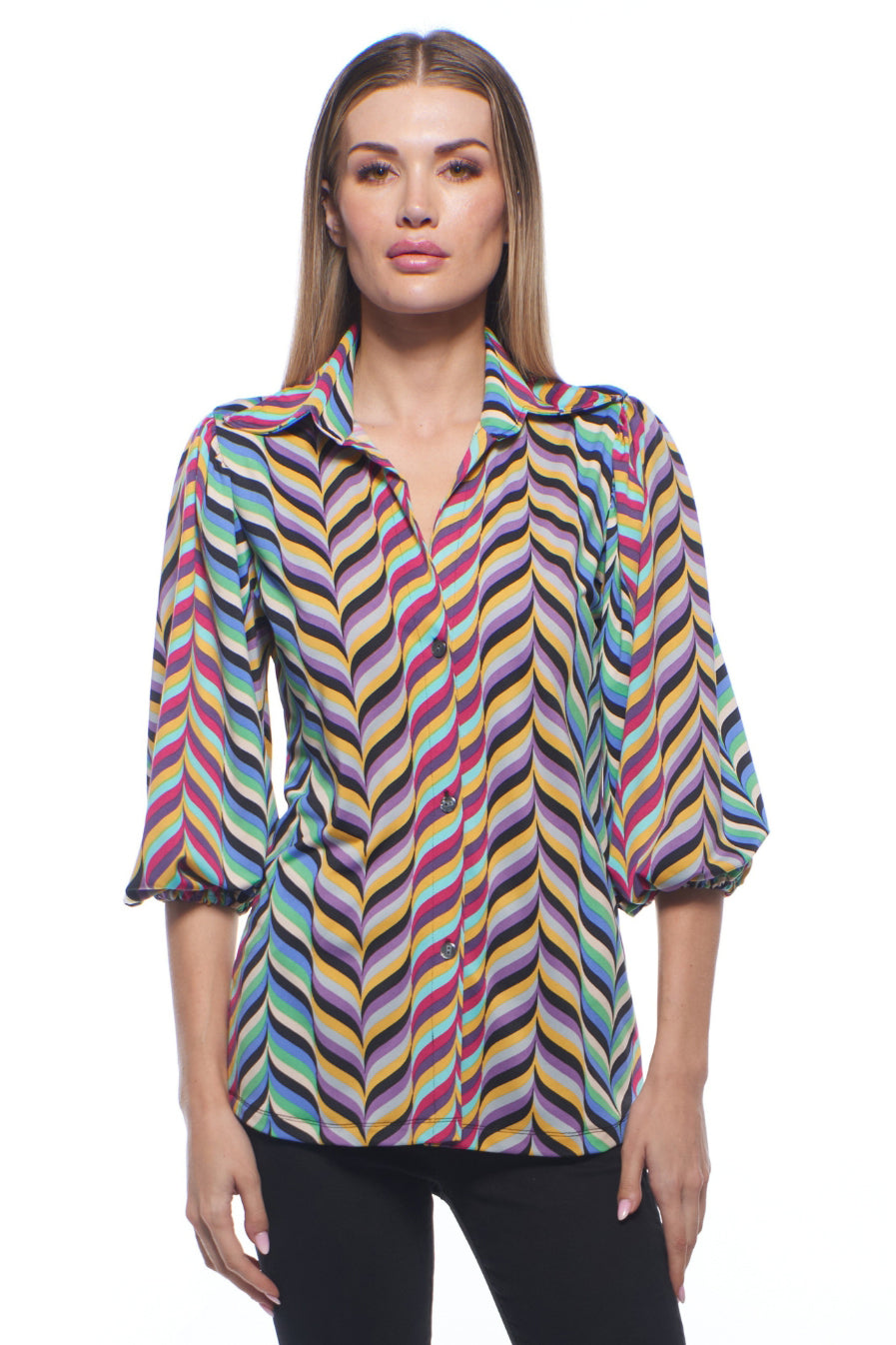 Heidi Button Down Top Puff Sleeve Top