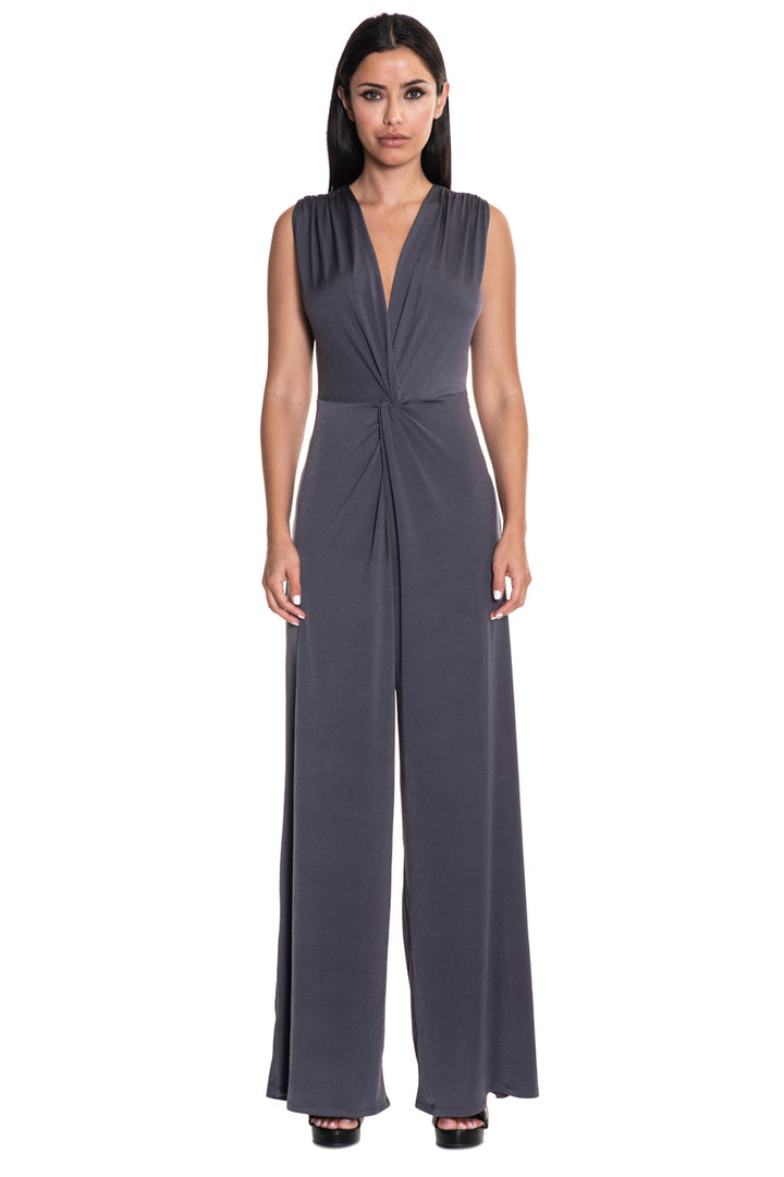 Knotted Front Wide-Leg Jumpsuit