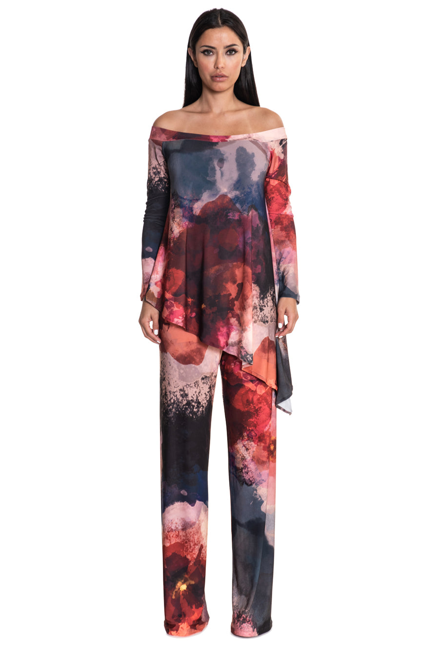 Terri Off The Shoulder Tunic Layered Jumpsuit