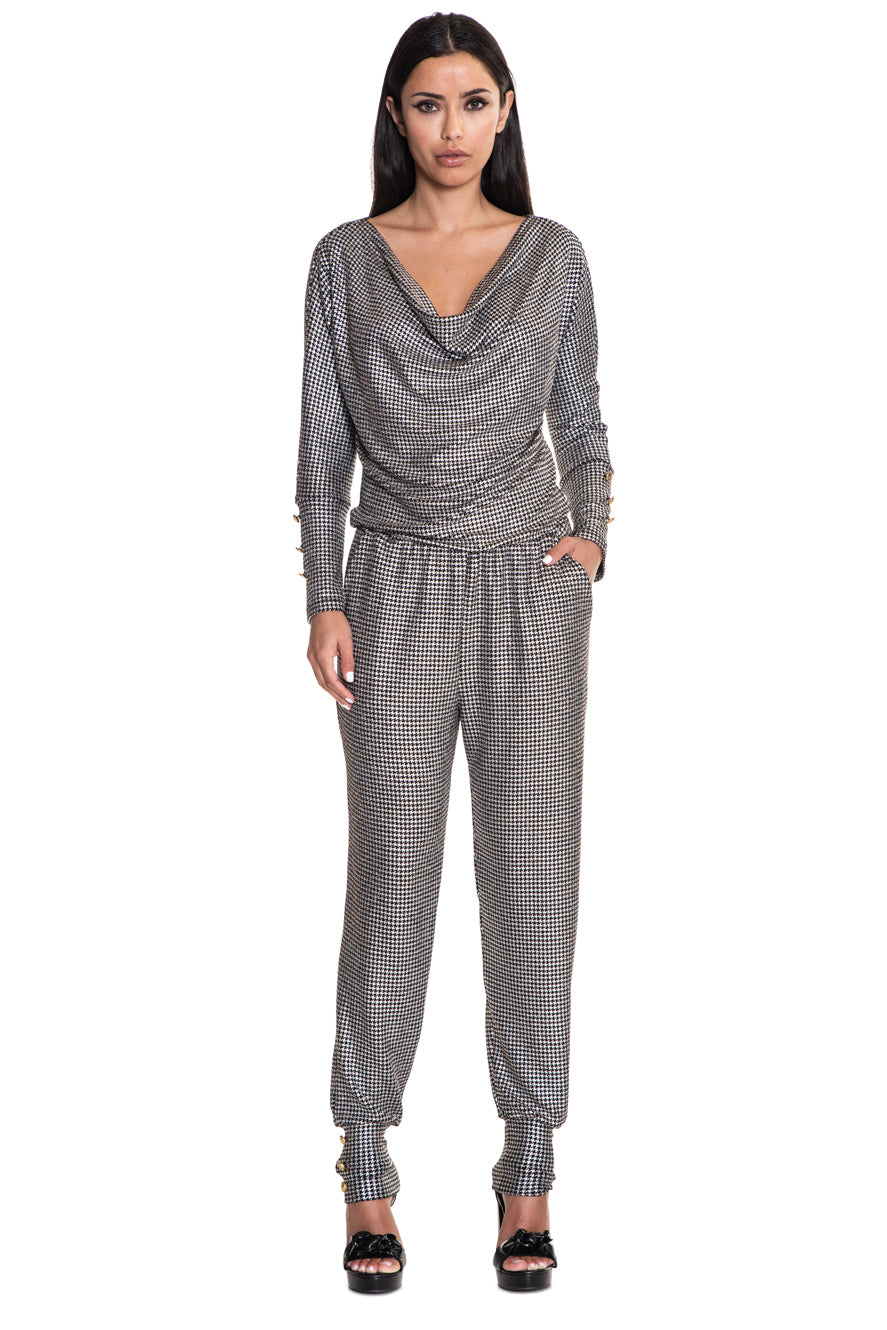 Jeff Draped Neck Liquid Silver Jumpsuit