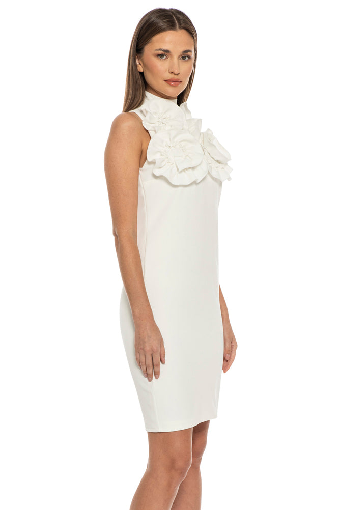 Iman Sleeveless Ivory Sheath Dress