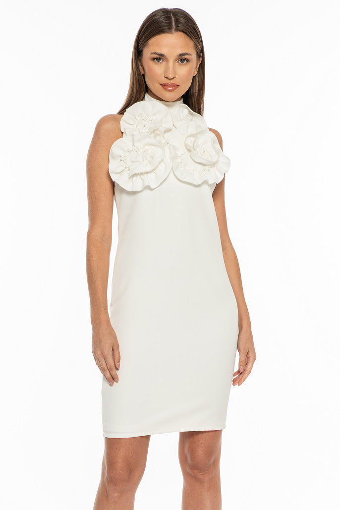 Iman Sleeveless Ivory Sheath Dress