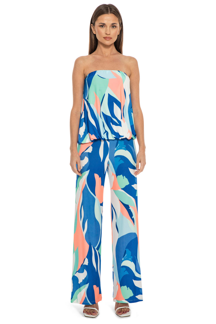 James Strapless Overlay Straight Leg Jumpsuit