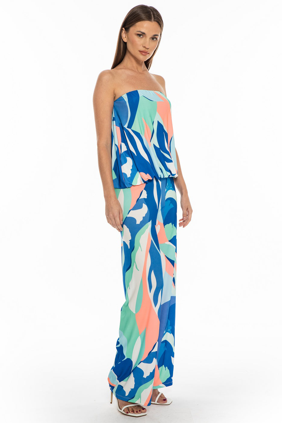 James Strapless Overlay Straight Leg Jumpsuit