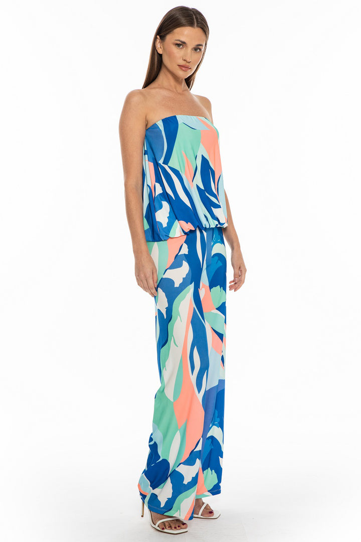James Strapless Overlay Straight Leg Jumpsuit