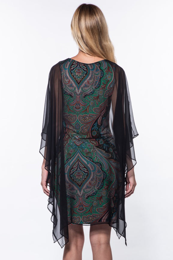 Ava Imperial Print Sheer Overlay Dress
