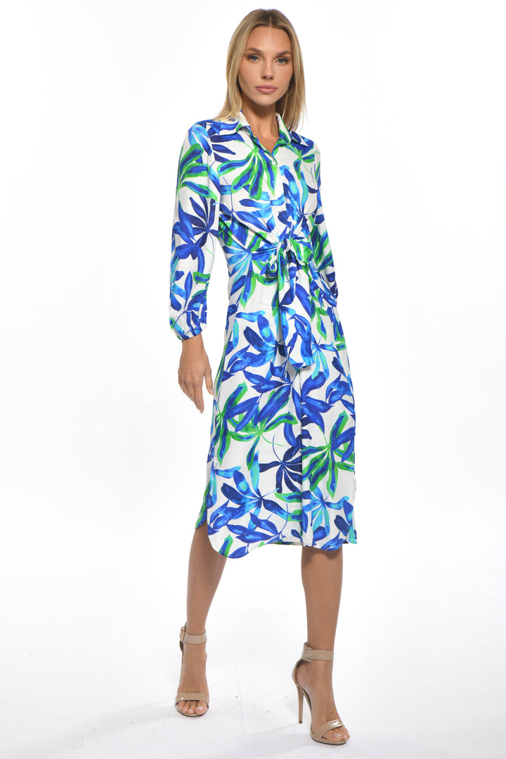 August Tie Front Printed Shirt Dress