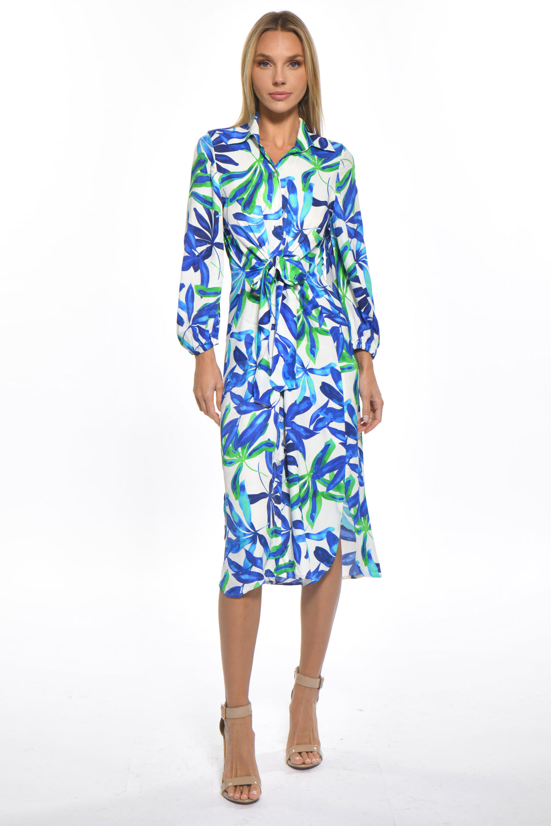 August Tie Front Printed Shirt Dress