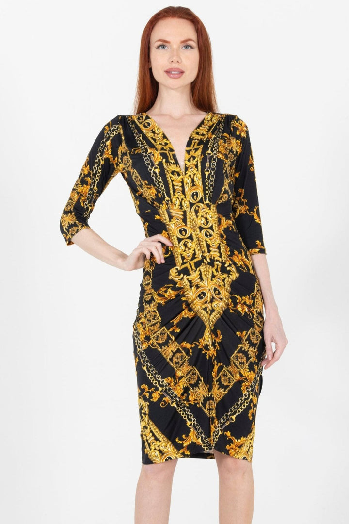 Versalles V-Neck Twist Front Midi Dress