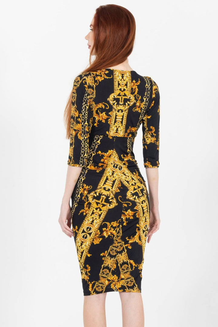 Versalles V-Neck Twist Front Midi Dress