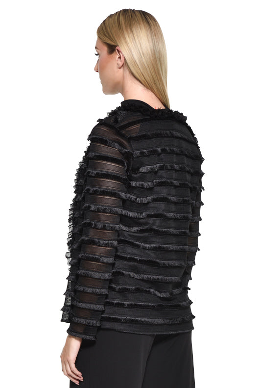 Fina Layered Sheer-Sleeve Evening Jacket