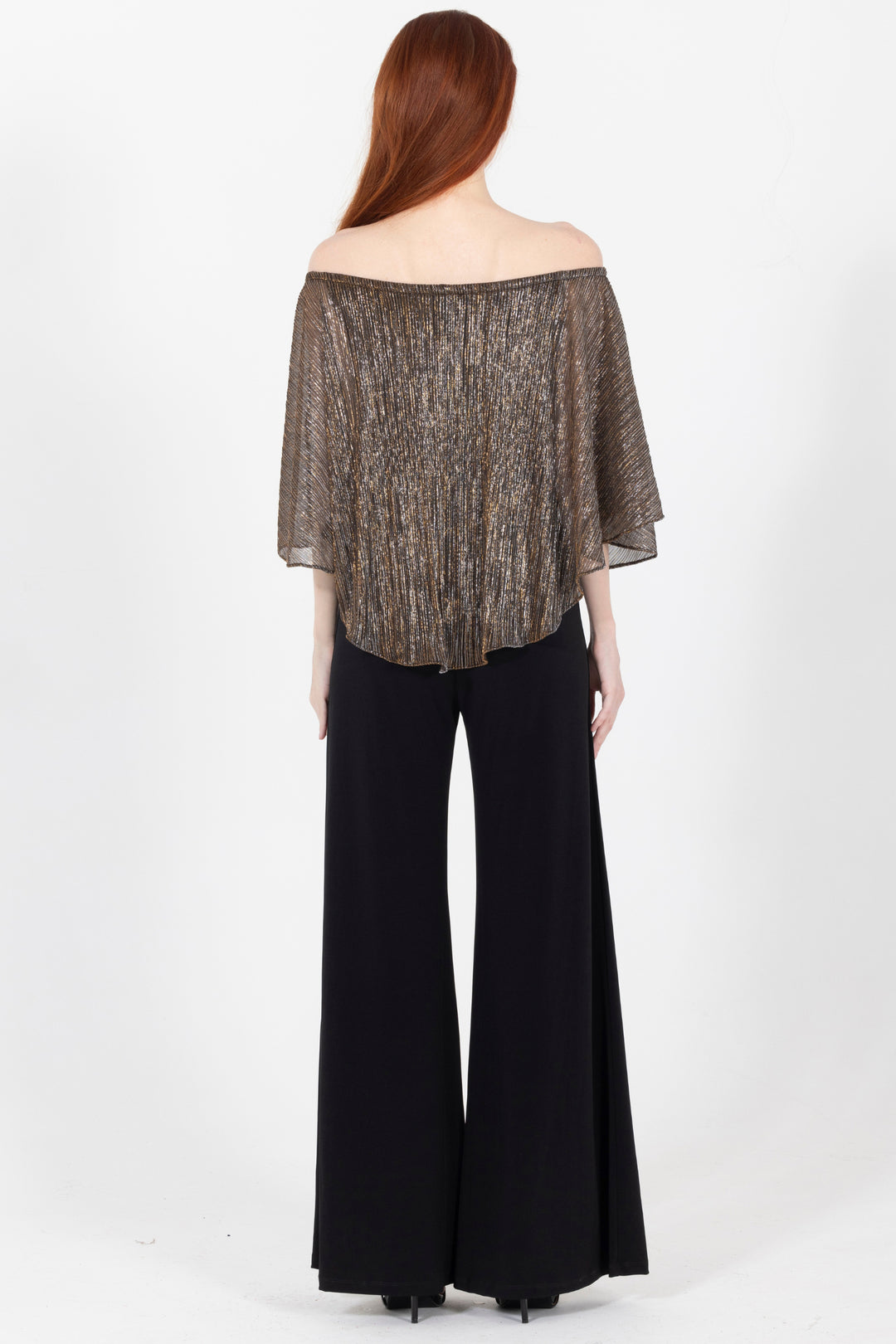 New Supreme Metallic Off the Shoulder Wide Leg Jumpsuit