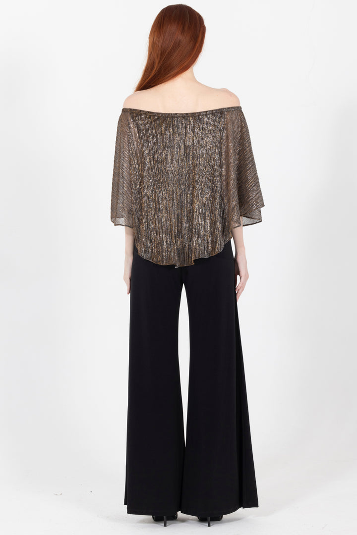 New Supreme Metallic Off the Shoulder Wide Leg Jumpsuit