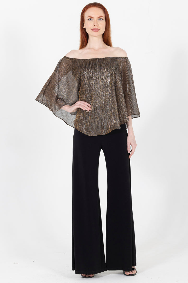 New Supreme Metallic Off the Shoulder Wide Leg Jumpsuit