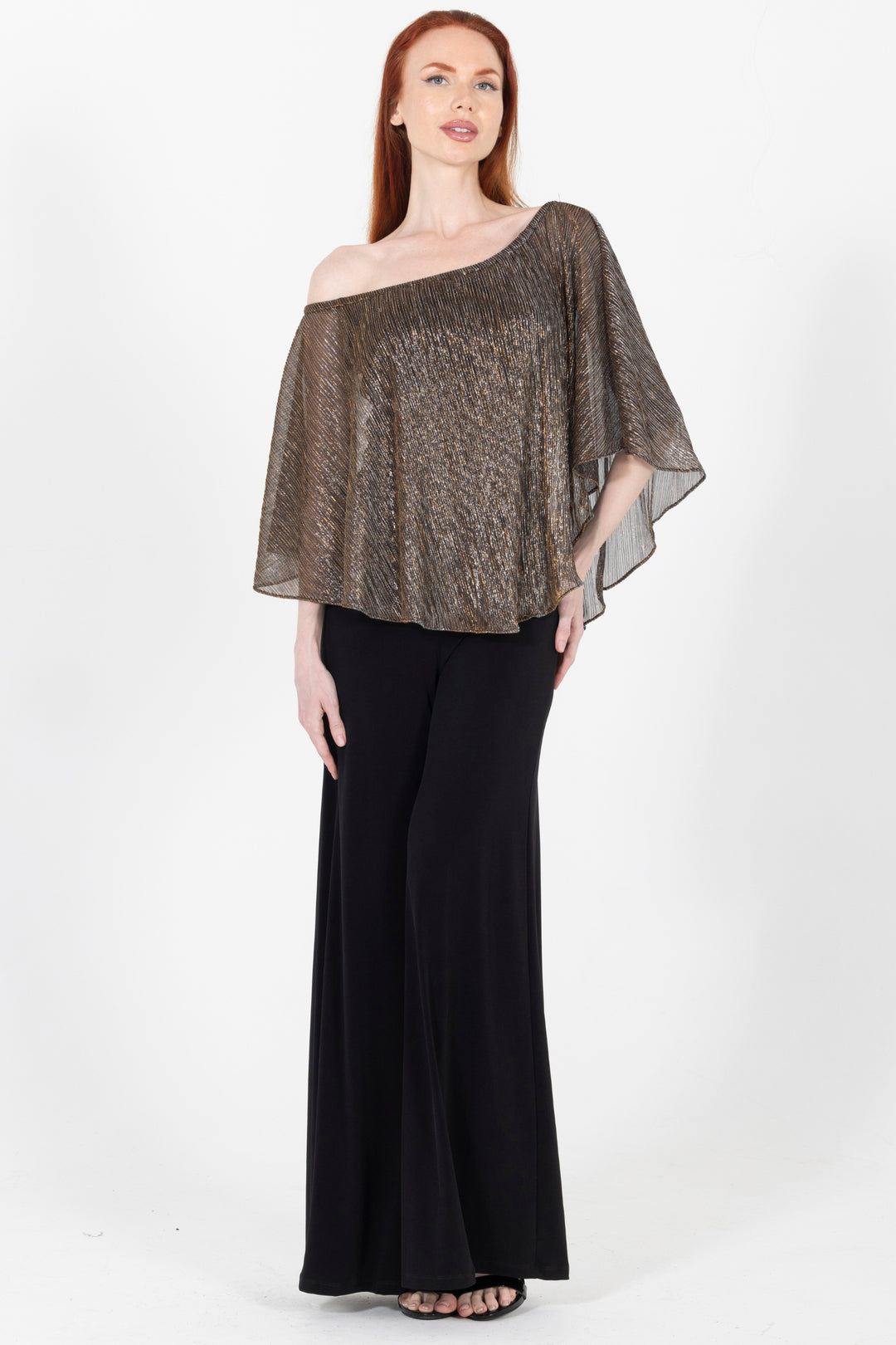 New Supreme Metallic Off the Shoulder Wide Leg Jumpsuit