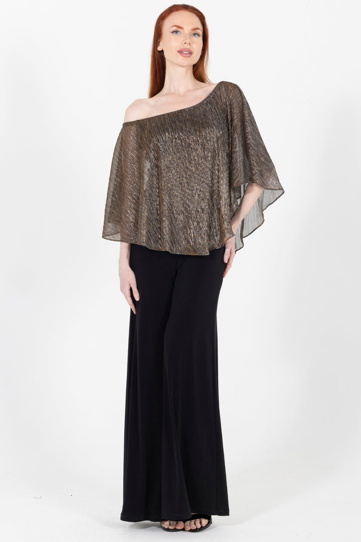 New Supreme Metallic Off the Shoulder Wide Leg Jumpsuit