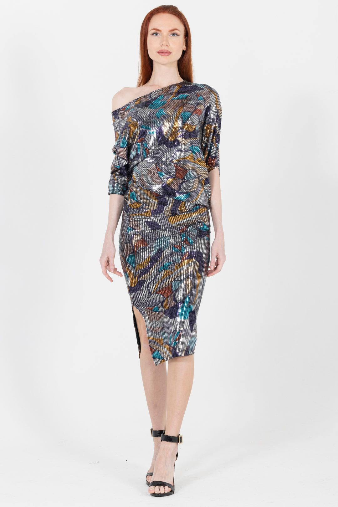 Navi Celebration Cocktail Midi Dress