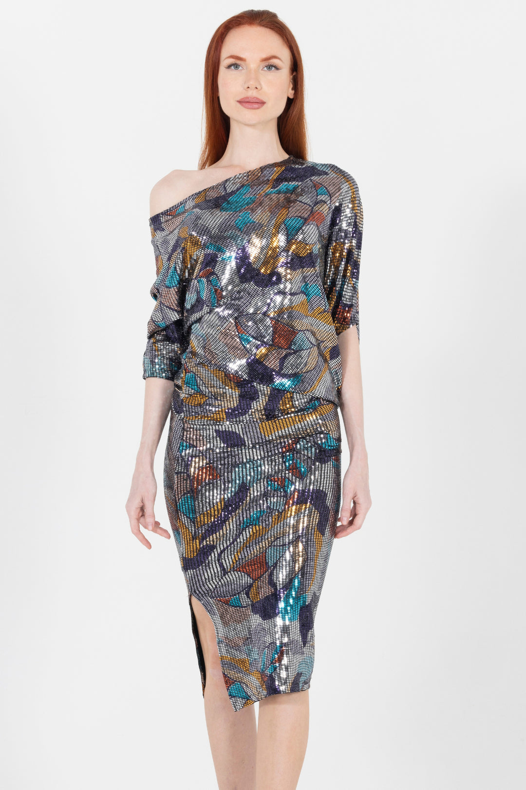 Navi Celebration Cocktail Midi Dress