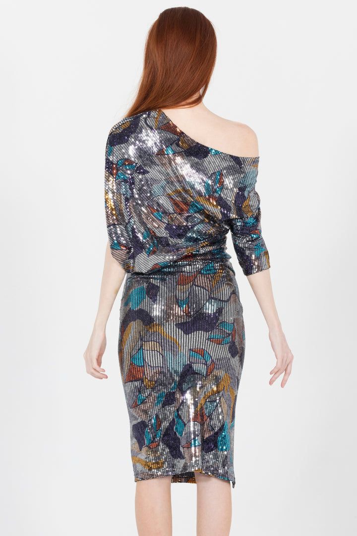 Navi Celebration Cocktail Midi Dress