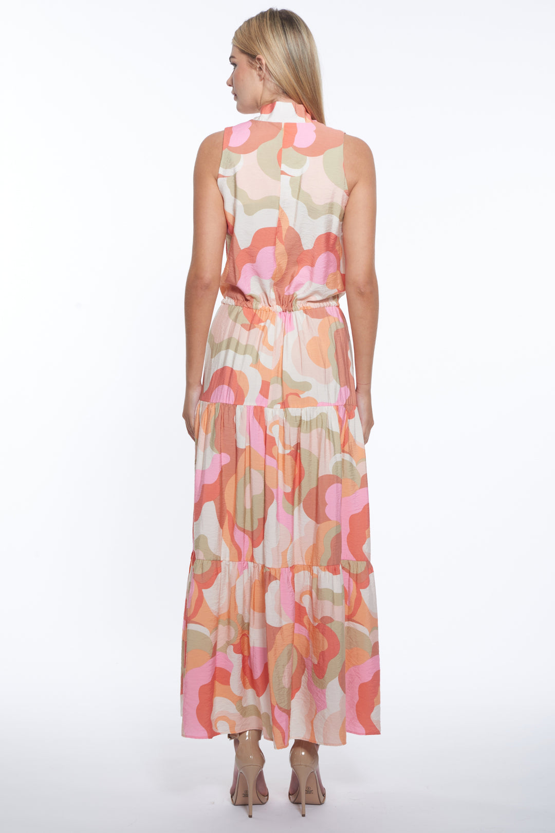 Lana Halter Tiered V Neck Maxi Dress