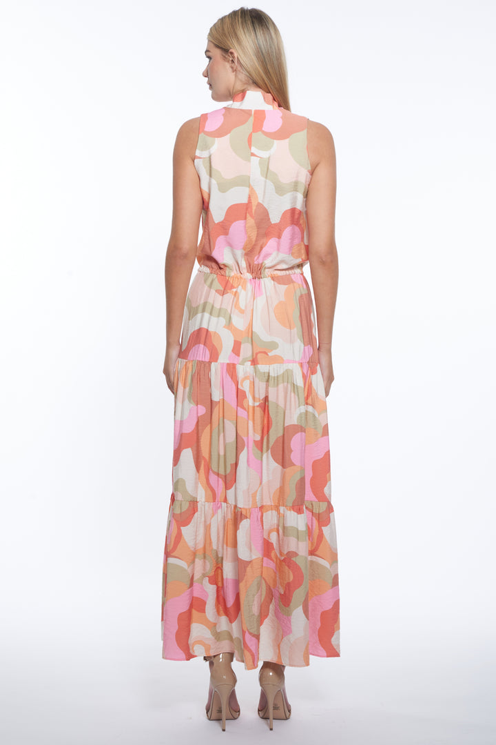 Lana Halter Tiered V Neck Maxi Dress