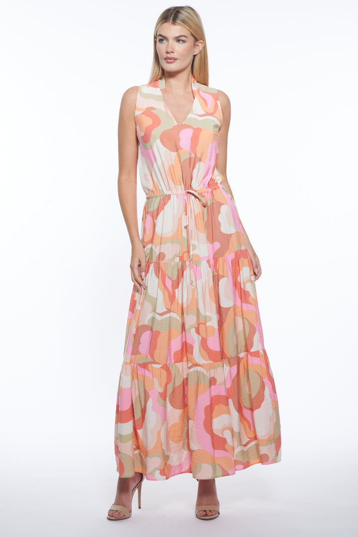 Lana Halter Tiered V Neck Maxi Dress