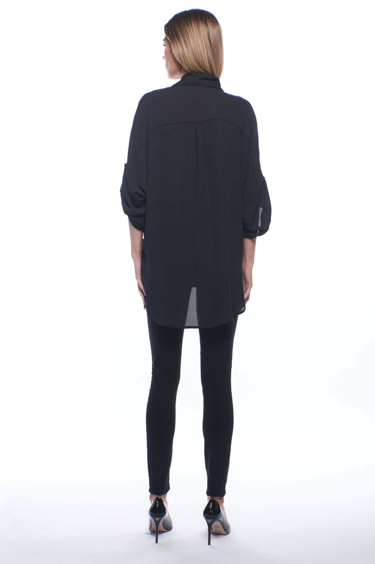 Tati Draped Collared V Neck Top