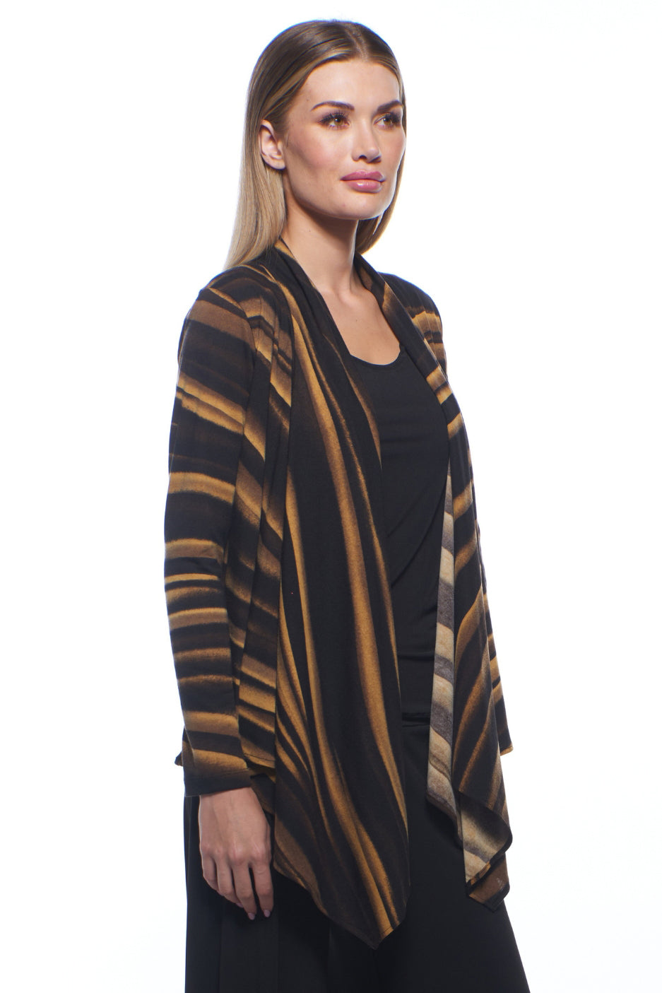 Bina Open-Front Luxe Print Drape Jacket