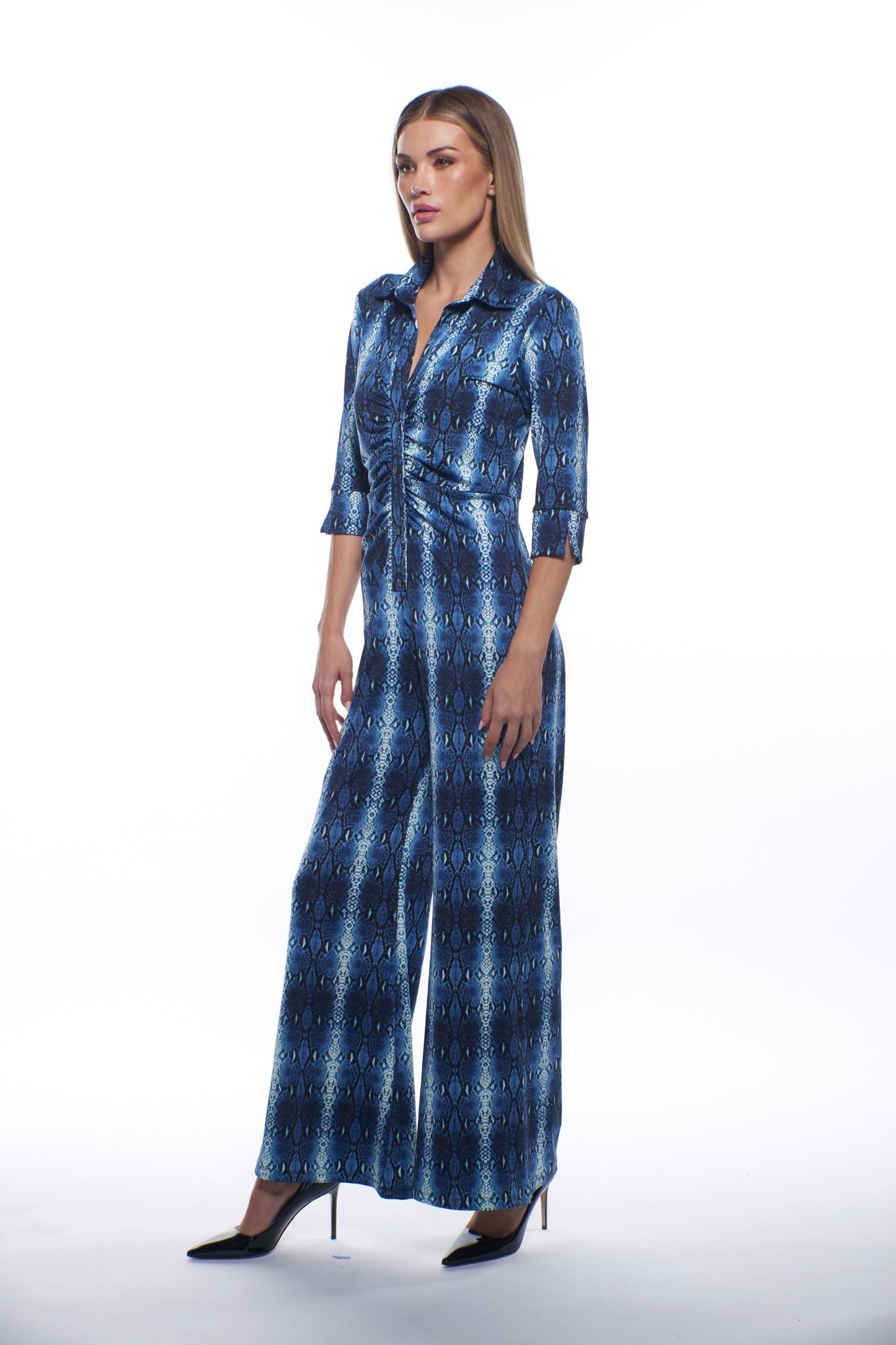 April Jumpsuit – Blue Snake