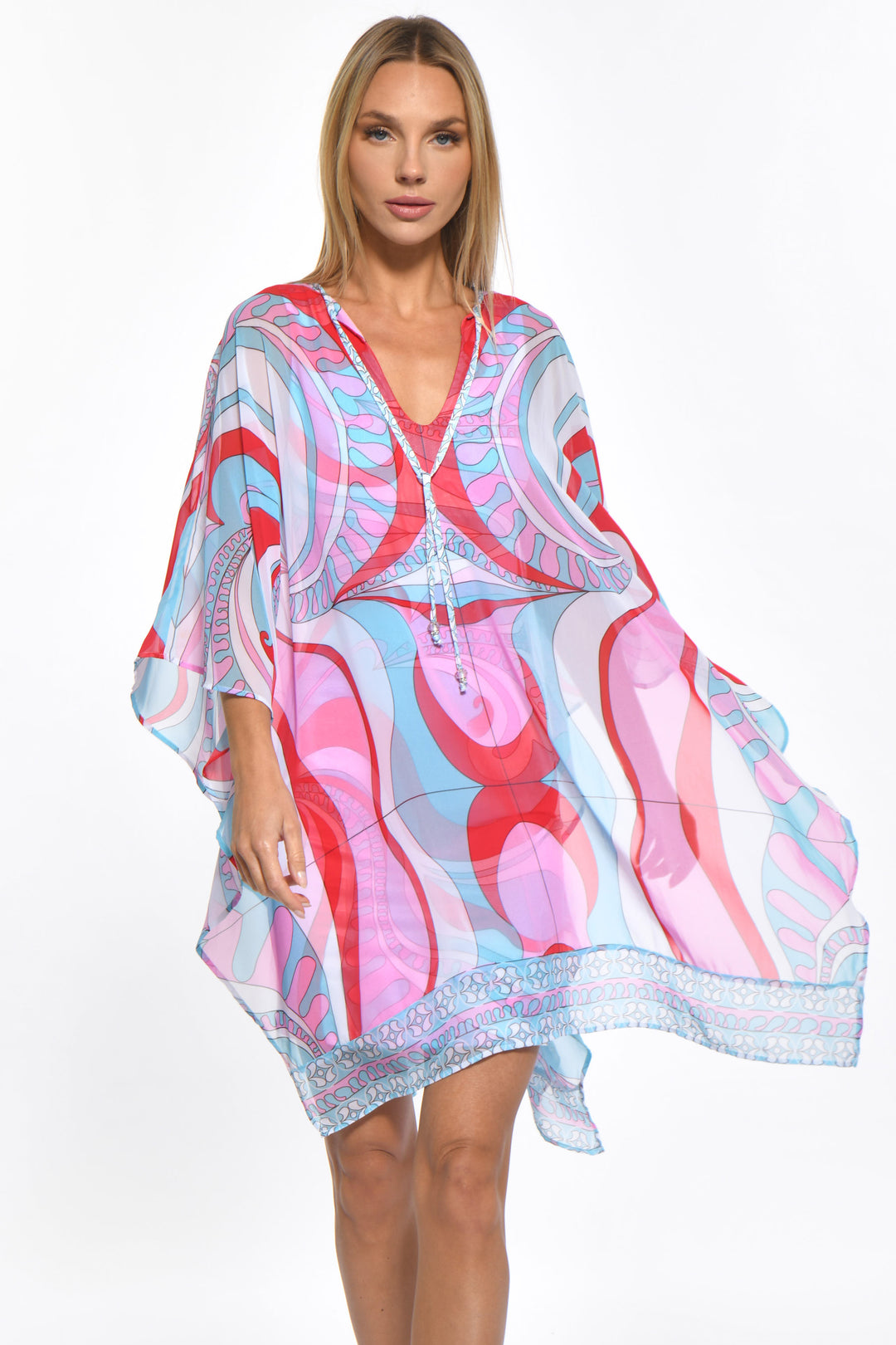 Valentino Chiffon V Neck Caftan Dress