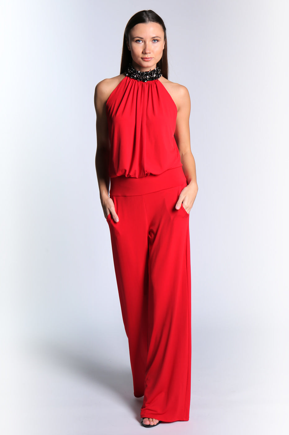 Esmerelda High Collar Wide-Leg Jumpsuit