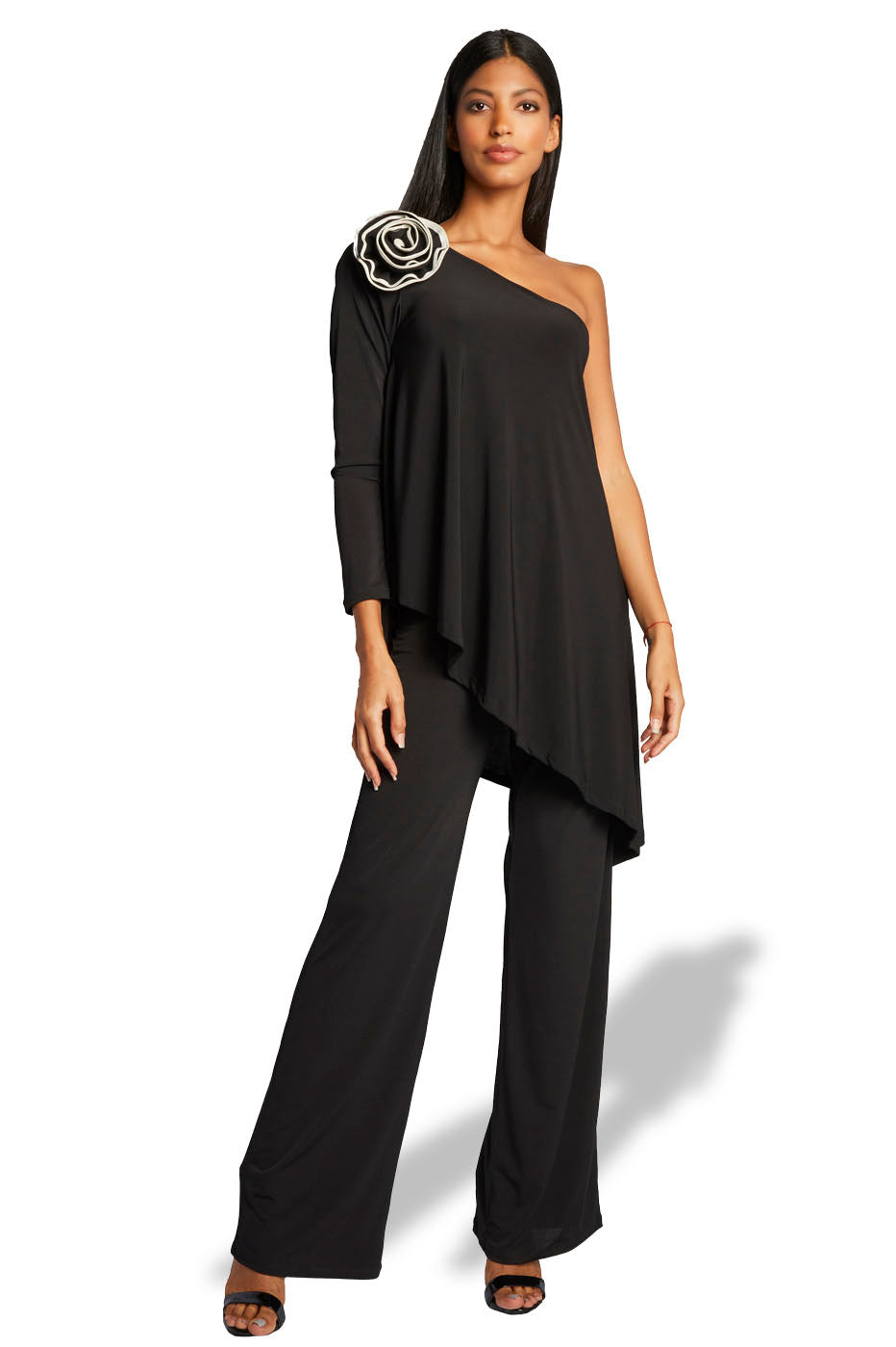 Howard One-Shoulder Rose Accent Jumpsuit