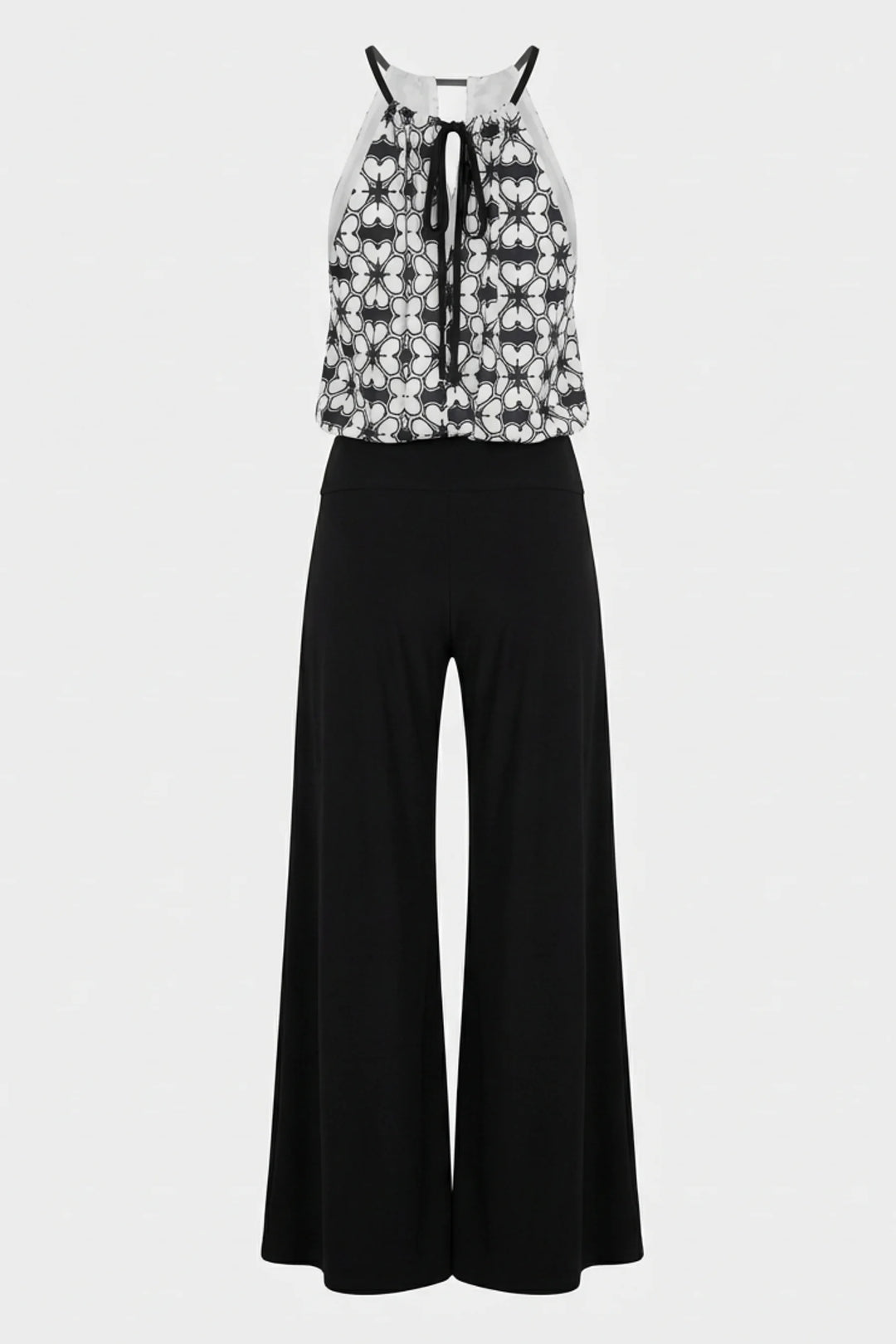 Walter Mixed Media Halter Wide Leg Jumpsuit