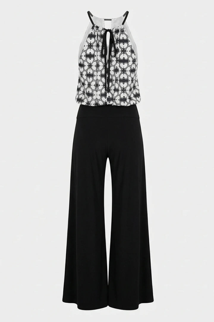 Walter Mixed Media Halter Wide Leg Jumpsuit
