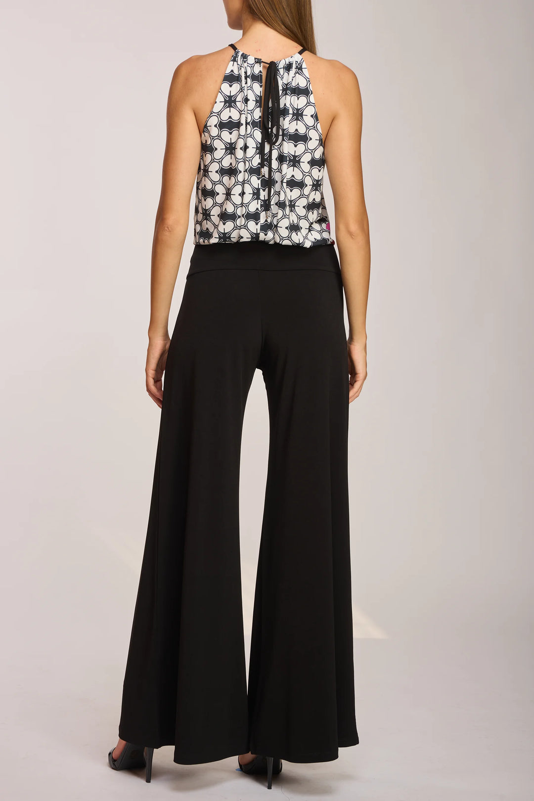 Walter Mixed Media Halter Wide Leg Jumpsuit