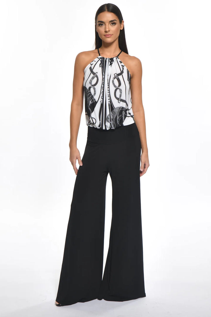 Walter Mixed Media Halter Wide Leg Jumpsuit